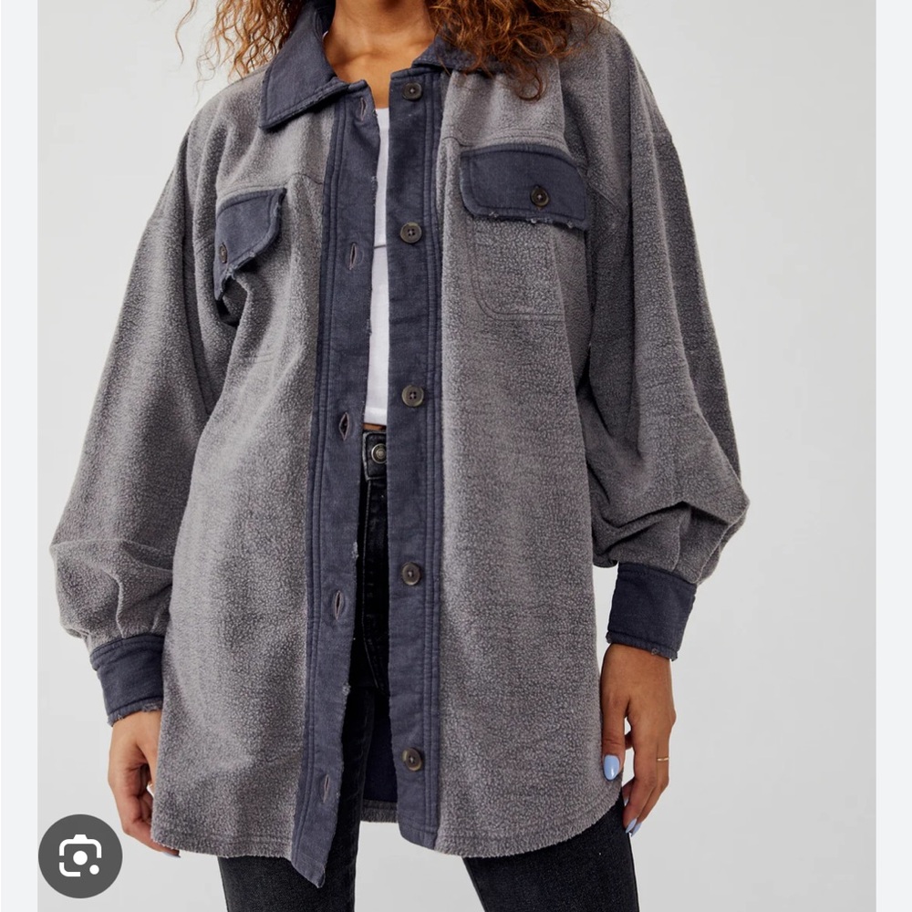 Free People Ruby Oversized Shirt Jacket in Blue